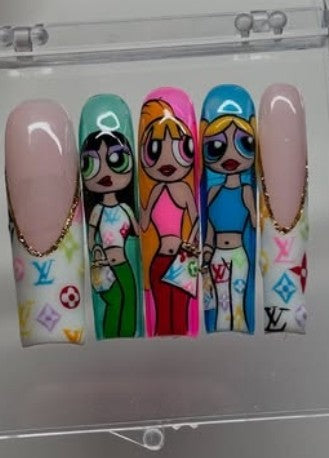 Hand Made Lucite Acrylic LV Long Nails