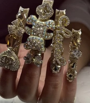 Hand Made Swarovski Crystal Lucite Acrylic Long Luxury Nails