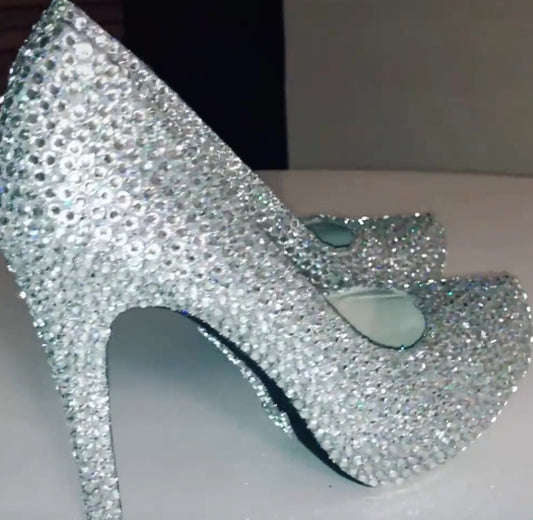 Swarovski Crystal Shoes Personalized Bridal Cinderella Heels Diamond