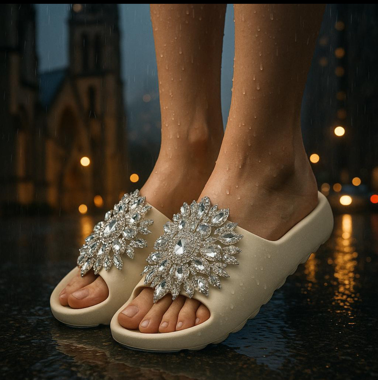 Hand Made Swarovski Slide Sandals