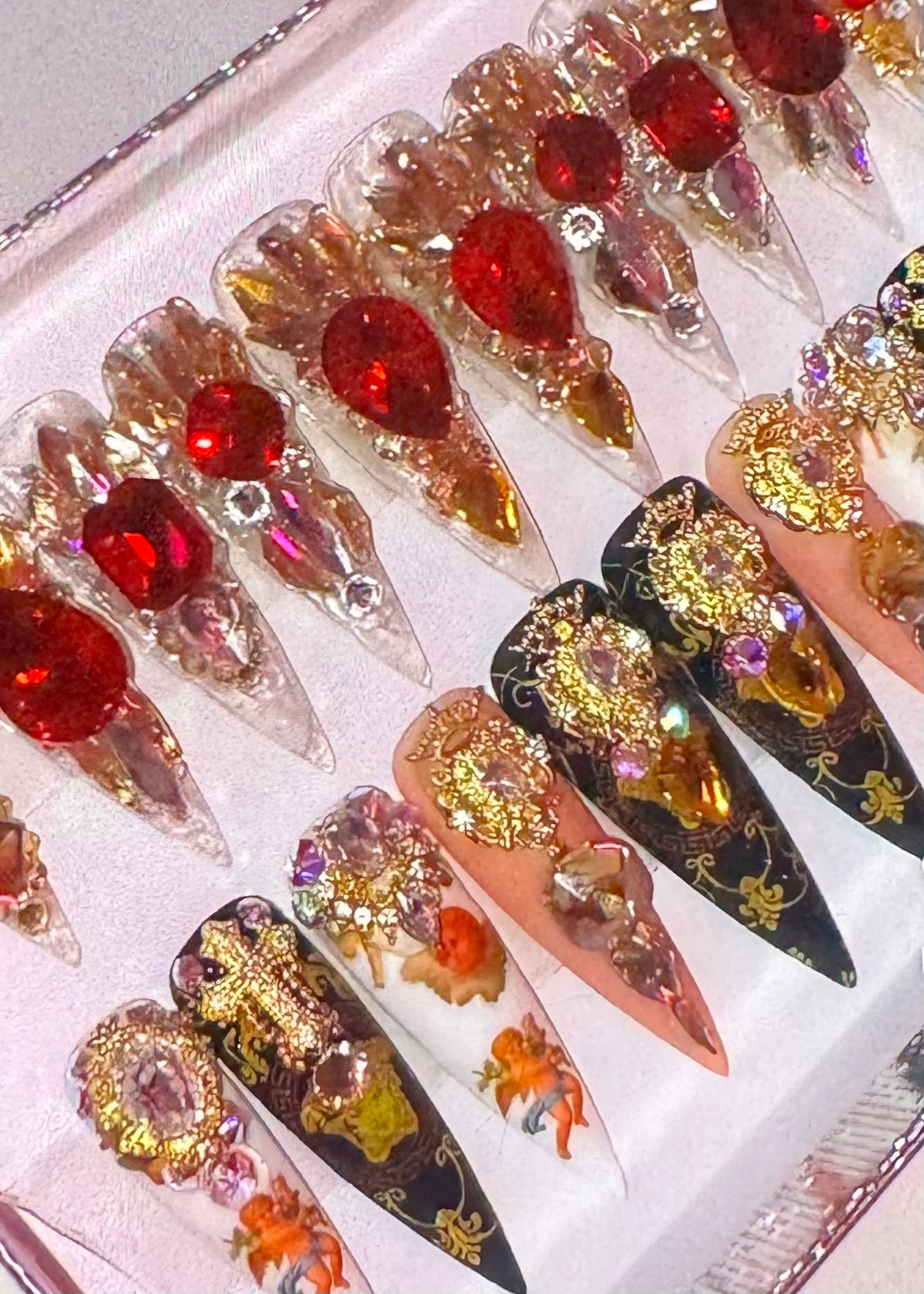 Hand Made Lucite Acrylic with Swarovski Crystals Square Press Ons