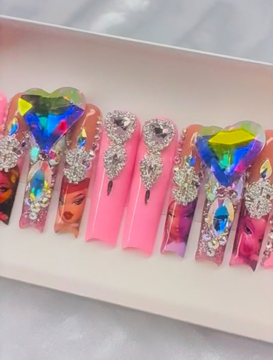 Hand Made Lucite Acrylic with Swarovski & BlueStreak Crystals Press Ons