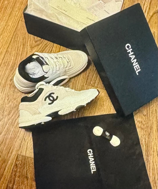 CHANEL LACE- UP -SNEAKERS-BLACK & WHITE