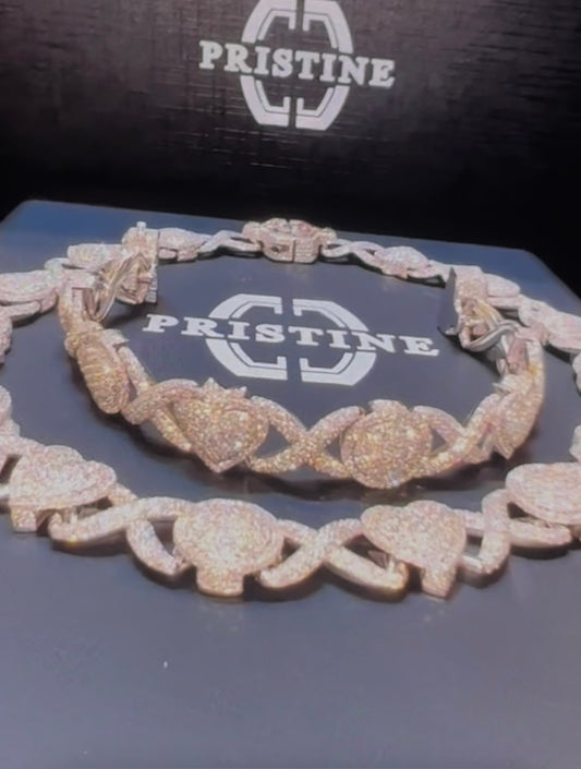 Heart & X Diamond El Necklace Set