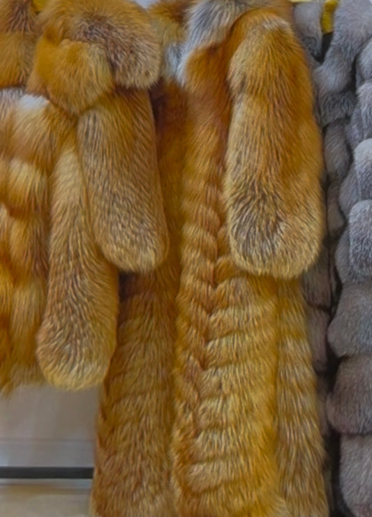 Women’s Vintage Real Mink Fur Fluffy Warm Brown Coat