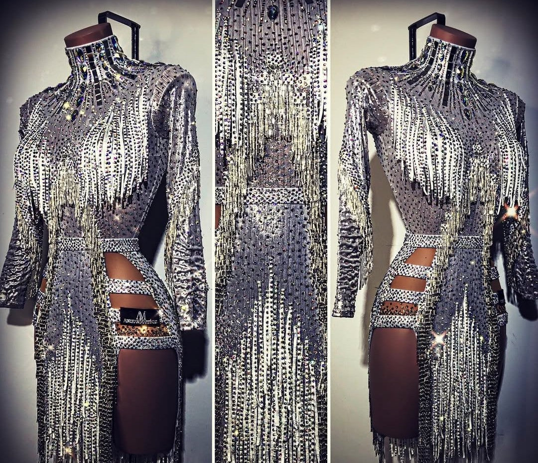 Swarovski Crystal Fringe Cocktail Dress