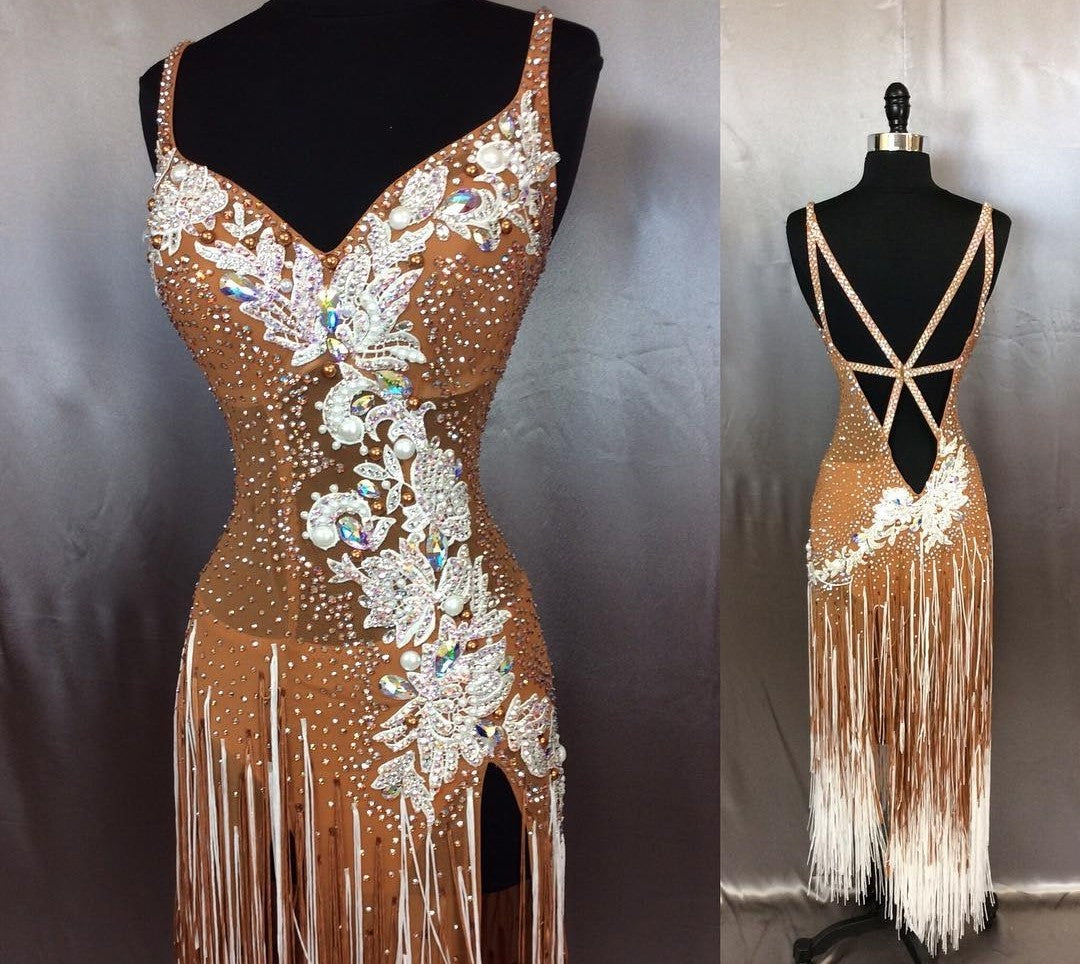 Sheer Swarovski Crystal Prom Dress